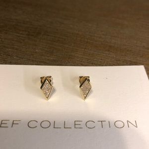 EF Collection Diamond Earrings 14K Yellow Gold NEW